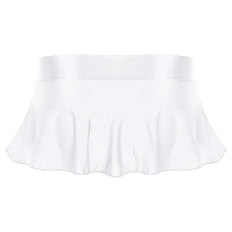 YEAHDOR Womens Glossy Low Rise Mini Skirt Shiny Ruffles YEAHDOR Womens Glossy Low Rise Mini Skirt Shiny Ruffles