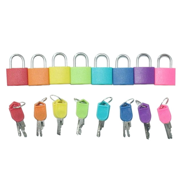 HILABEE gamchiano 8x Key Lock Mini Padlock with Key Home & School Essentials for Luggage Style1