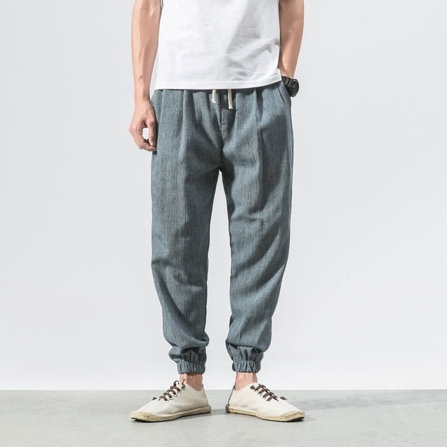 Pantalones largos, pantalones de farol para hombre, pantalones de lino para hombre, pantalones Harlen de moda, leggings para hombre