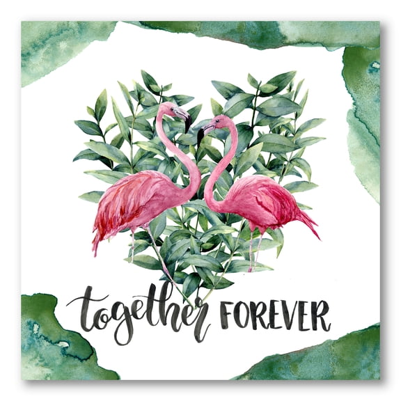 Designart ' Eucalyptus Leaves With Flamingo Floral Heart ' Traditional Canvas Wall Art Print