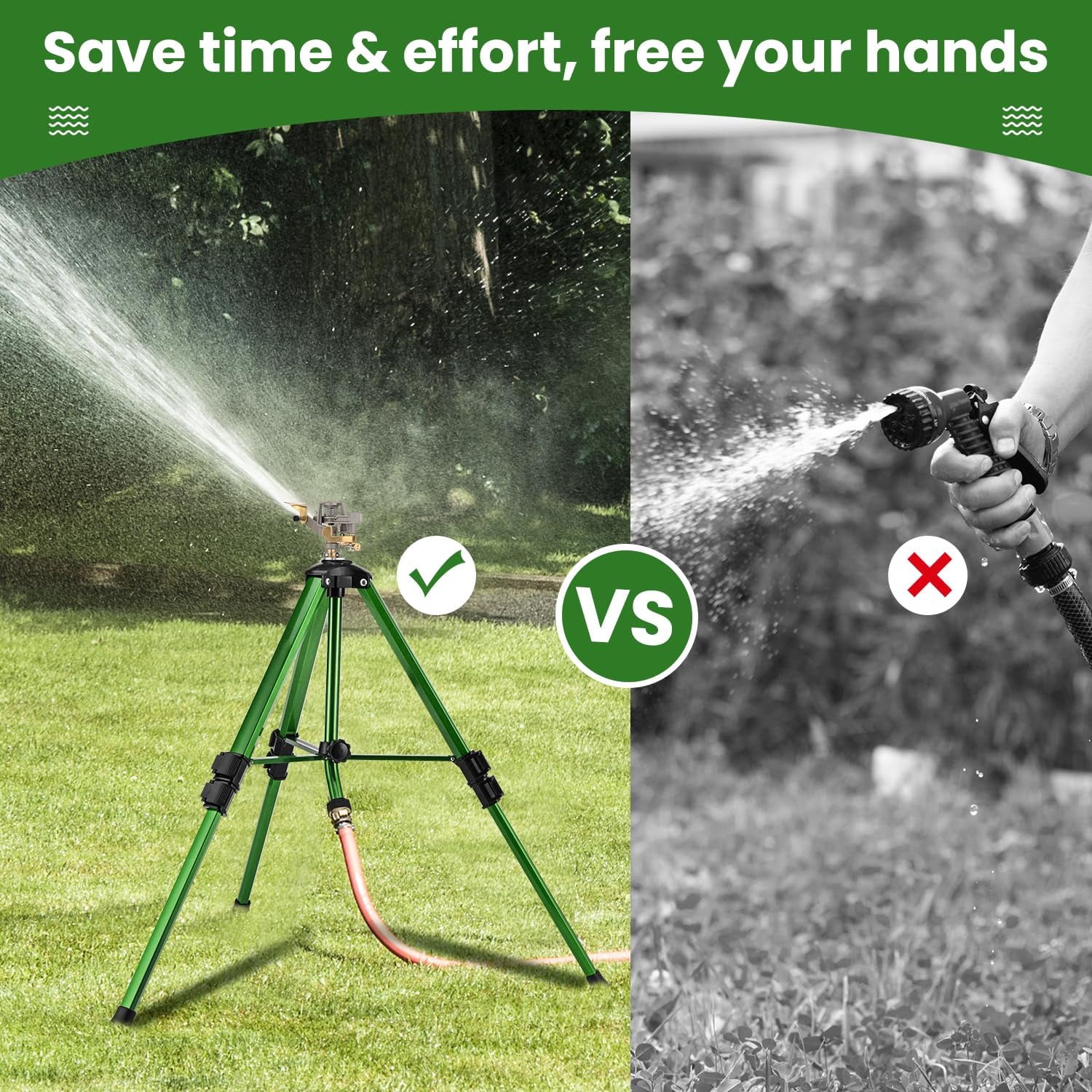 Impact Sprinkler On Tripod Base  2 Pack Lawn Sprinklers For Yard With 360 Degree Large Area Coverage Extra Tall Heavy Duty Water Lawn/yard/garden