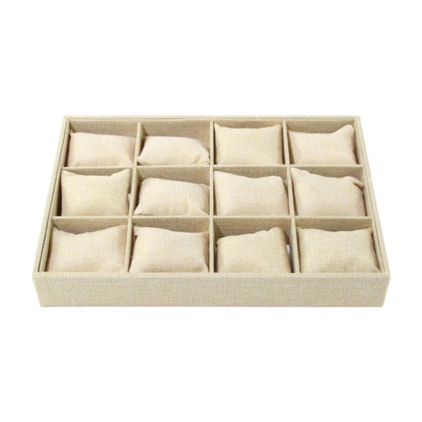 Bandeja organizadora para exhibir relojes y joyas, antiarañazos, multifuncional, con 12 almohadillas para relojes y pulseras, ideal para guardarropas