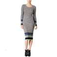 thumbnail image 2 of bar III Womens Striped Sweater Dress, Grey, X-Large, 2 of 2