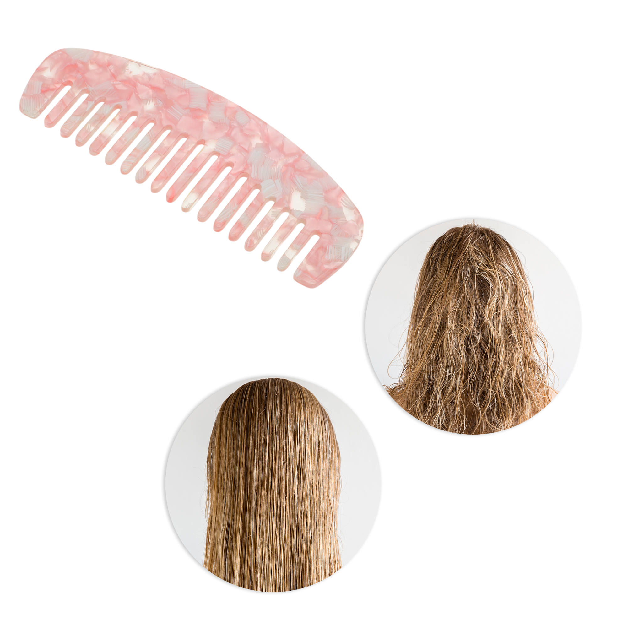 Unique Bargains 1 Pc Durable Marble Hair Comb Designed for All Hair Types Styles Pink