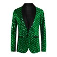 thumbnail image 5 of INSPIRE CHIC Sequin Tuxedo for Men's Argyle Pattern Peak Lapel Prom Shiny Blazer M Green, 5 of 6