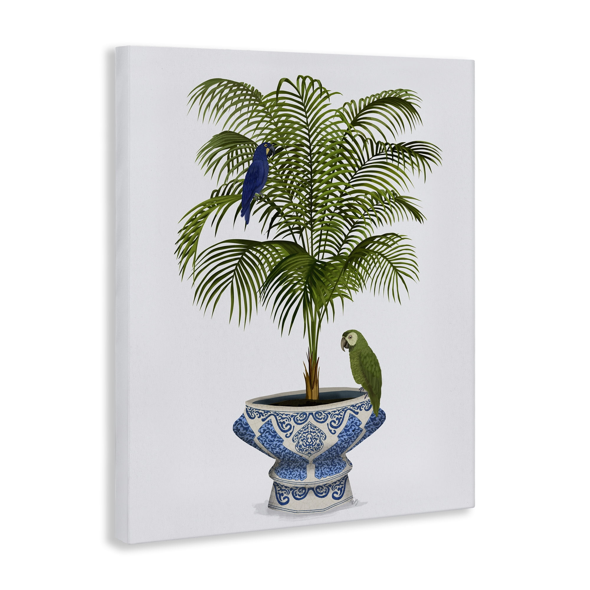 Stupell Industries Parrots on Ornate Planter Botanical & Floral Painting Gallery Wrapped Canvas Art Print Wall Art, 30 x 40