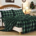 thumbnail image 2 of Chezmoi Collection Extra Soft Fleece Sheet Set Queen, 4-Piece Microplush Non-Pilling Velvety Bed Sheet, Deep Pocket - Lightweight All Season Warmth, Queen, Plaid Green, 2 of 9
