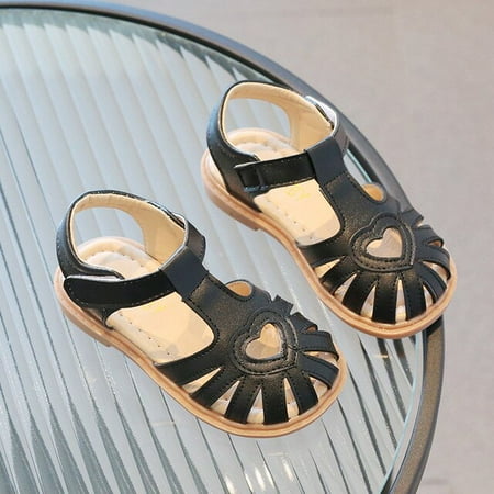 

DancePeanut Summer Children Girls Elegant Cut-Outs Beach Sandals Shoes For Kids Girls Hook & Loop Flat Sandals Size 21-30