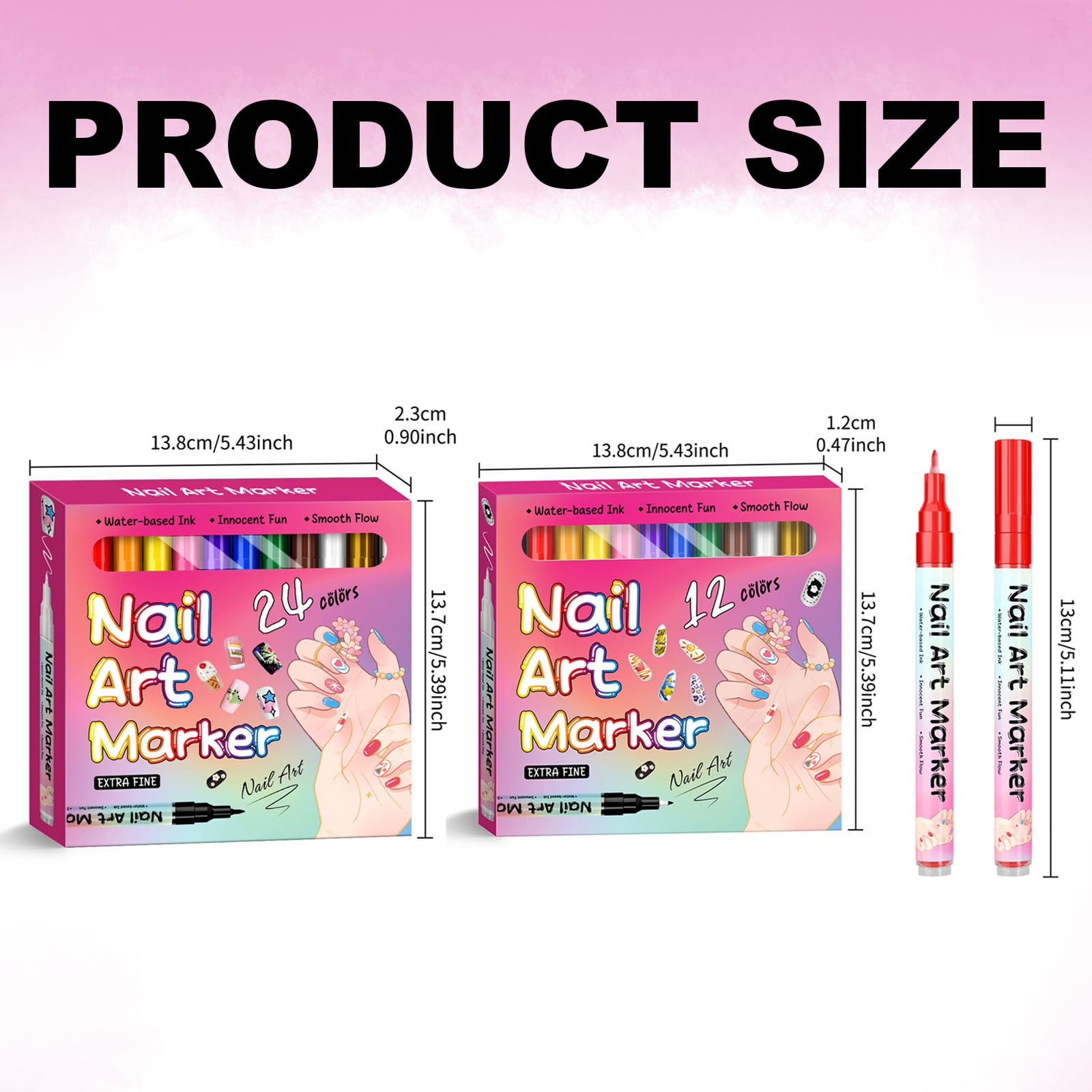 Magiart Waterproof Nail Art Pen,24 Colors Nail Art Pens Set,2026 New Nail Marker,Fine Tip Nail ArtS Pen 0.5mm,Waterproof and Quick-Drying Nail,For Polishing Dotting Painting Liner DIY (24 colors)