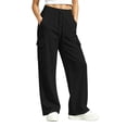 thumbnail image 5 of Ticikt Kids Cargo Sweatpants, Drawstring Elastic Waist Solid Color Straight Leg Soft Breathable Casual Sports Trousers for Boys Girls,Black, 5 of 6