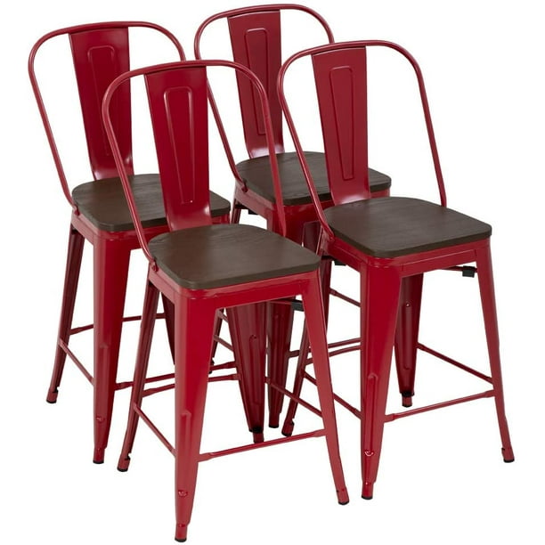 Modern Bar Stool Set Of 4 Counter Height Barstool With Back 24 Inches Seat Industrial Chairs Indoor Outdoor Metal Kitchen Stools Restaurant Patio Stackable Com Modern Bar Stool Set Of 4 Counter, Outdoor Bar Stools With Backs Set Of 4