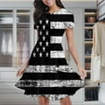 thumbnail image 2 of American Flag Black And White Women's Classic Swing Skater Dress Casual Work Party Cocktail Dresses, 2 of 6