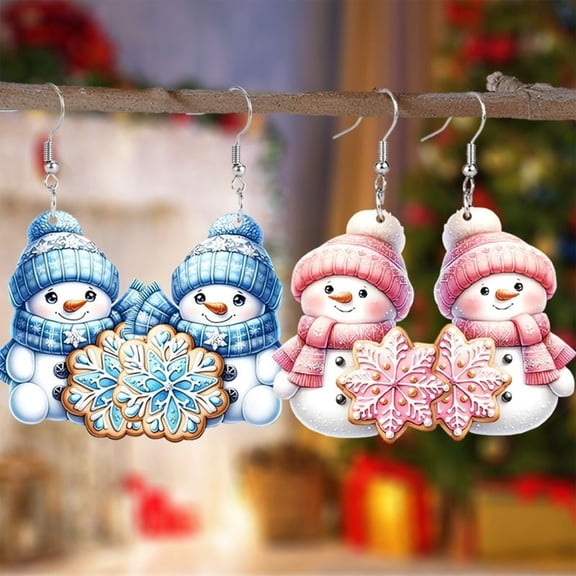 Snowman Shaped Earrings For Women Christmas Holiday Cute Snowflake Lightweight And Comfortable Winter Accessory For Celebrations