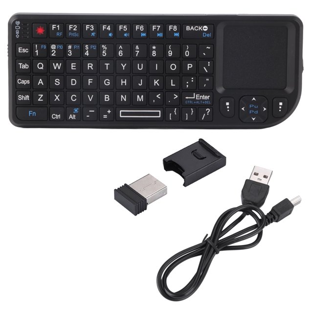 Mini teclado inalámbrico de 2,4 GHz con panel táctil/recargable, ultrafino, retroiluminado por USB para PS3/4 y X-BOX 360 con teclas multimedia.