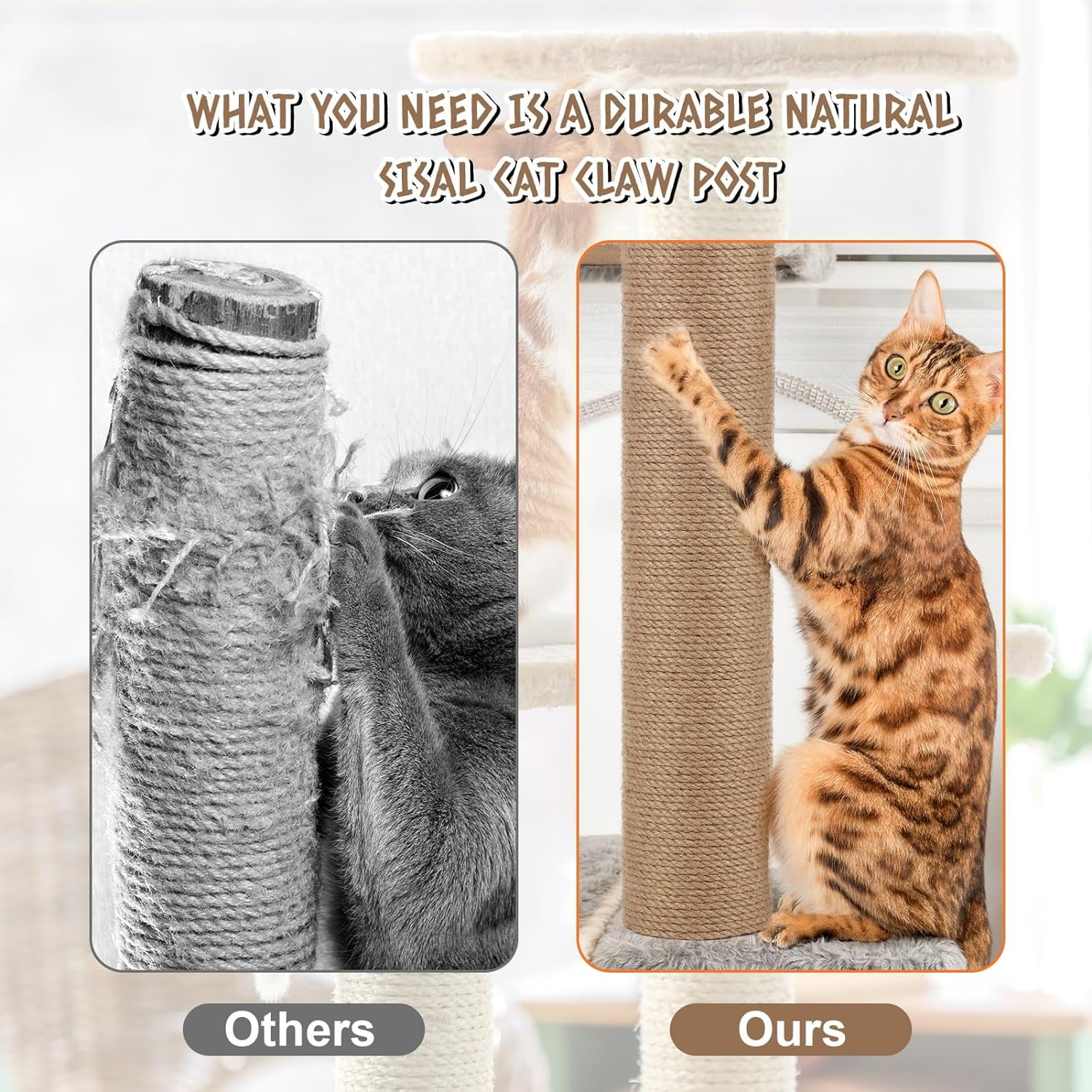 4 PCS M8 Cat Scratching Post Replacement,  15.7 x 3.1 Inches Cat Tree Replacement Post-Natural Jute Pole for Indoor Cats with M8 Screws, for Kitten Tree Tower Spare Cat Furniture Accessories