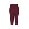 thumbnail image 5 of Capri Leggings for Women Tummy Control High Waisted Plus Size Summer Gym Workout Yoga Capris Pants Stretch Tights (Wine,M), 5 of 5