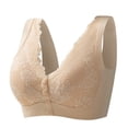 thumbnail image 3 of Gymayou Women Lace Seamless Wireless Bra Plus Size Front Snap Vest Style Bralette Front Closure Bras for Older Women Beige L, 3 of 3