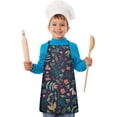 thumbnail image 2 of Pioneer Flower Floral Print Pattern Kids Aprons for Girls and Boys,Adjustable Neck Strap Toddler Aprons for Kids Cooking Baking, 2 of 7