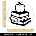 thumbnail image 2 of Apple on Stack of Books Reading Library Teacher Self-Inking Rubber Stamp Ink Stamper - Fuchsia Ink - Small 3/4 Inch, 2 of 7