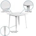 thumbnail image 3 of Emma + Oliver Commercial Grade 31.5" Square White Metal Indoor-Outdoor Table, 3 of 7