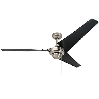 prominence home 50330 almadale industrial ceiling fan, 56 inches, energy efficient black matte blades, brushed