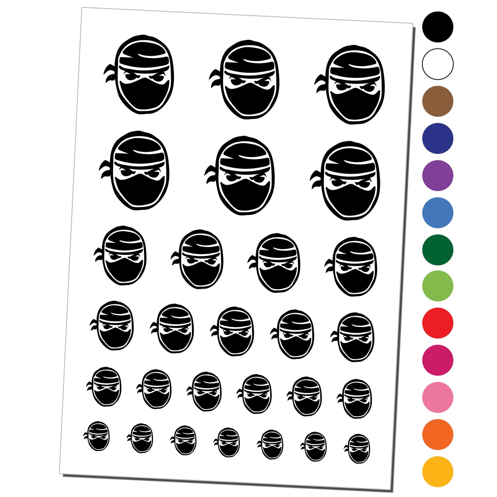 Sneaky Ninja Face Water Resistant Temporary Tattoo Set Fake Body Art ...