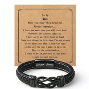 Bocaoying Mens Bracelet to My Man, Leather Bracelets Anniversary Gift for Him, Stainless Steel Infinity Bracelets, Love You Forever Gifts for Husband Son Boyfriend Birthday Gift