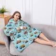 thumbnail image 5 of Oversized Wearable Blanket Hoodie,Cartoon Construction Vehicles Cranes Blue Pattern Sherpa Blanket Hoodie with Super Pockets,Super Warm Fuzzy Pullover for Women & Men, 5 of 6