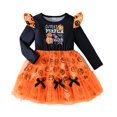 thumbnail image 3 of Halloween Dresses for Girls Pumpkin Letter Print Mesh Tutu Princess Dress Long Sleeve Crewneck Casual Tutu Dress for Girl Size 7-8Y, 3 of 9