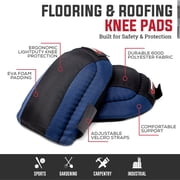 Safe Handler Flooring and Roofing Knee Pads with EVA Foam Padding, Adjustable Strap, Black/Blue