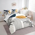 thumbnail image 3 of Homewish Geometric Stripes Circle 7pcs Bedding Comforter Set for Female Men Teens,Vintage Aesthetic Queen Bedding Sets Super Cozy,Botanical Plants Leaves Queen Sheet Sets,Breathable Home Decor, 3 of 8