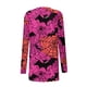 thumbnail image 4 of Cárdigan con temática de Halloween para mujer, estampado de murciélagos y telarañas en color rosa, manga larga, abrigo abierto al frente, 4 of 4