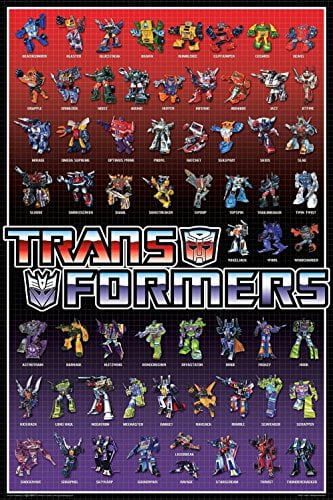 The Transformers Cast 59 Characters 36x24 Art Print Poster Wall Decor Movie TV Series Science Fiction