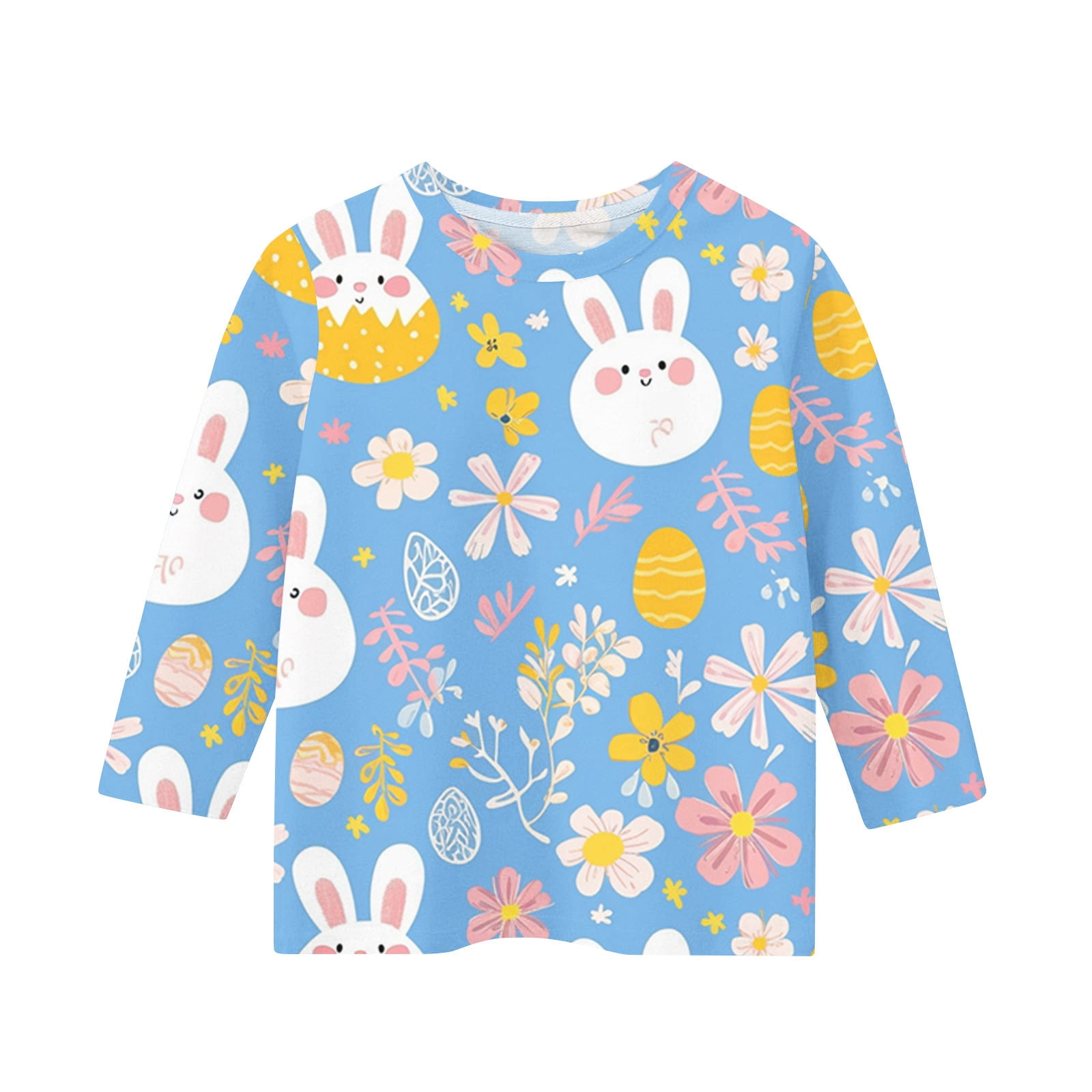 Jinhomg Bunny T Shirts for Girl Oversized Comfy Short Sleeve Crew Neck Tees Lightweight Casual Easter Day Tops Toddler Kids 2025 Holiday Outfits Kid Blue 11 Years