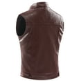 thumbnail image 4 of GHSOHS Mens Leather Vest Coat Solid Pocket Button Stand Collar Lunch Break Leather Vest Casual Jacket Outerwear Vests with Pocket gifts for men M, 4 of 5