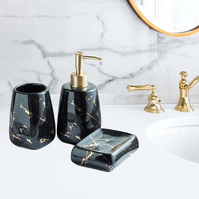 Juego de accesorios de baño Macarena de Cerámica 3 piezas Negro