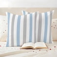 thumbnail image 4 of Pack of 2 Outdoor Pillow Covers 24x24 Inch Waterproof Light Blue Grey Stripe Throw Pillow Covers,Decorative Couch Pillow Shams Protectors Modern Farmhouse Vertical Striped Patio Cushion Pillowcases, 4 of 8