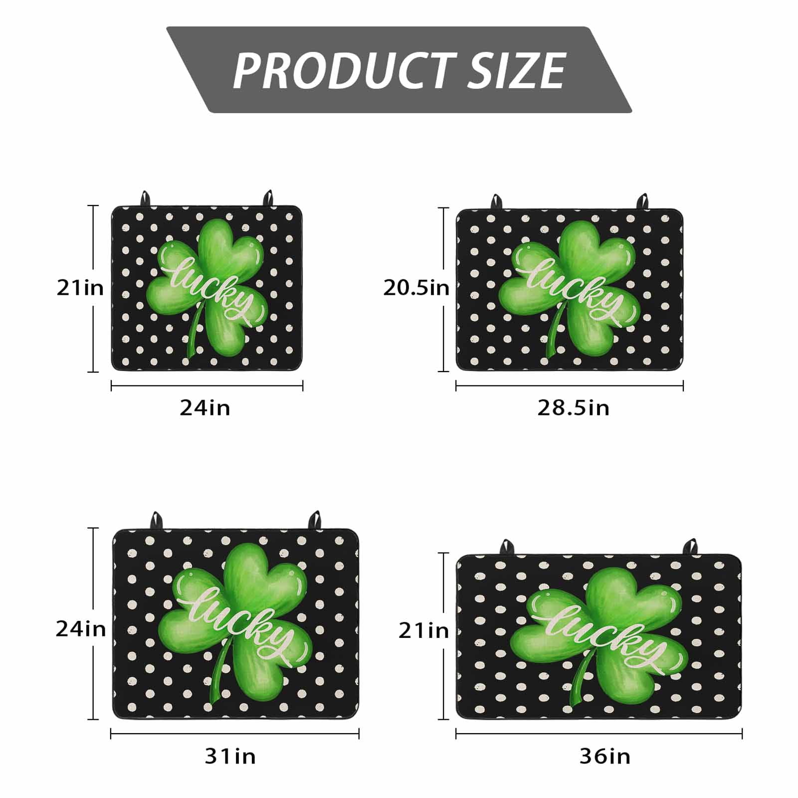 St. Patrick's Day Stove Top Cover for Electric Stove, Heat-proof & Non Slip Glass Top Stove Cover Protector, Green Lucky Black White Polka Dots Kitchen Flat Cooktop Rubber Mat 24x21 Inches