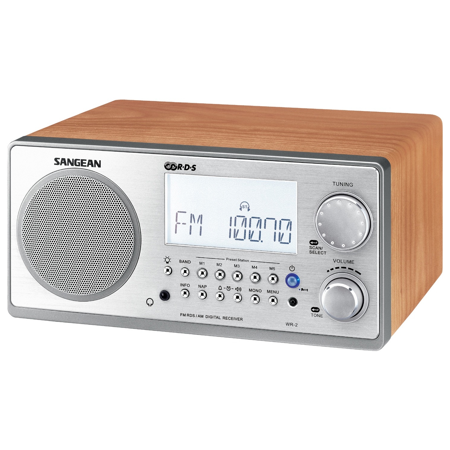 Sangean Portable AM/FM Radio, Walnut, WR2WAL - image 2 of 2