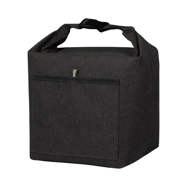 Bolsas de mano térmicas para adultos, para comestibles, con bolsillo frontal. Negro
