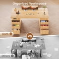 thumbnail image 4 of SEDETA 55 Inch Electric Standing Desk with 6 Wood Drawers, Electric Adjustable Sit Stand up Desk with Storage, Fluted Computer Desks with Power Outlets for Home Office, Oak, 4 of 9