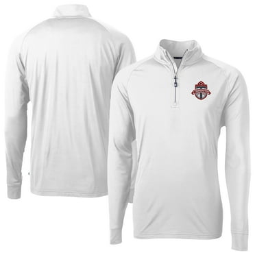 Men's-Cutter & Buck  White Toronto FC Adapt Eco Knit Stretch Recycled Raglan Quarter-Zip Pullover Top