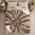 thumbnail image 5 of Rustic Compass Starburst Wood Plank Flannel Blanket, Cozy Farmhouse Sofa Throw for Cabin Lovers, Warm Bedroom Reading Nook Home Decor, Housewarming Birthday Gift, 5 of 9