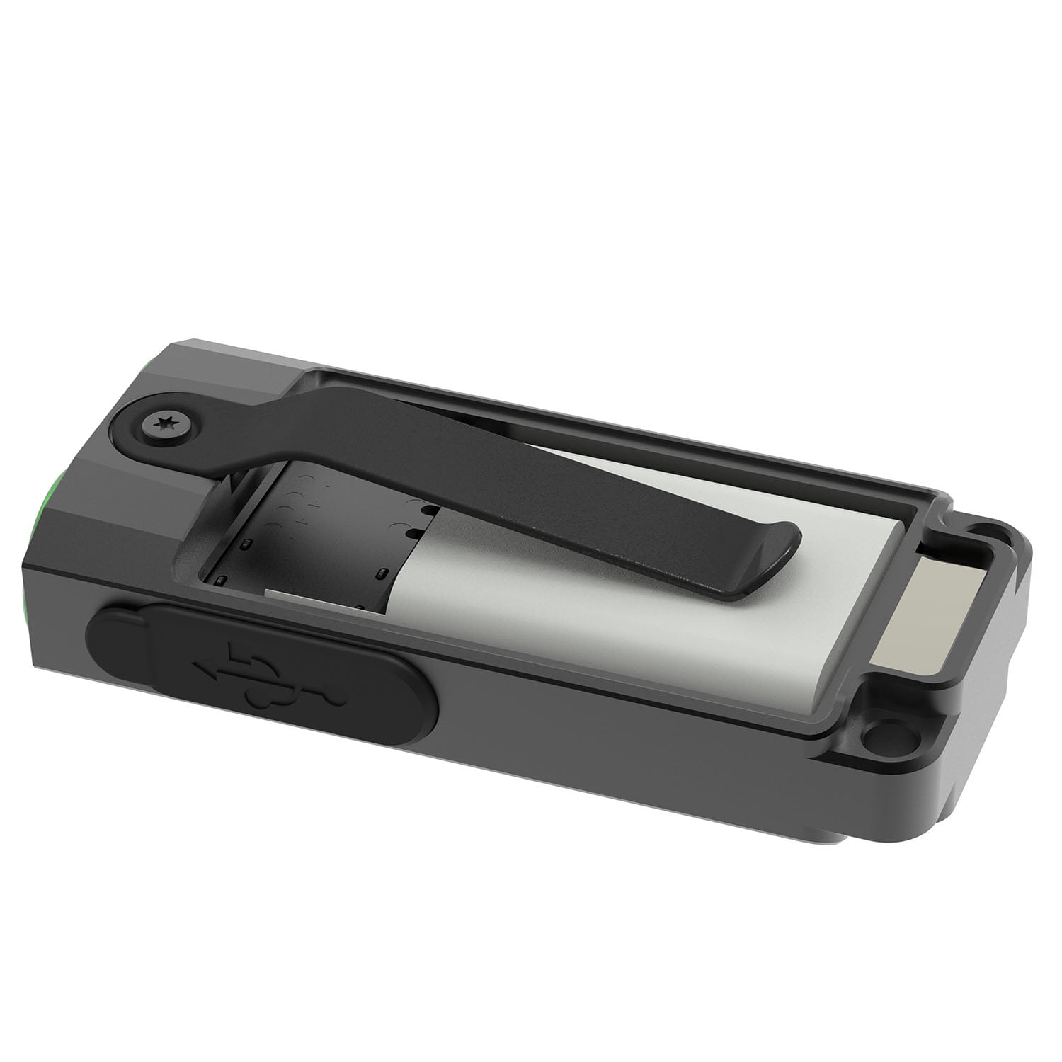 Kodiak Kompact 1000-Lumen LED Flashlight, Rechargeable Portable Light with Pocket & Cap Clip, Black/Green