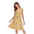 thumbnail image 4 of Leutsin Robe Maxi Décontractée pour Femme à Imprimé Floral Bohème, Col en V, Ligne A, Manches Courtes, Grande Taille, 4 of 8
