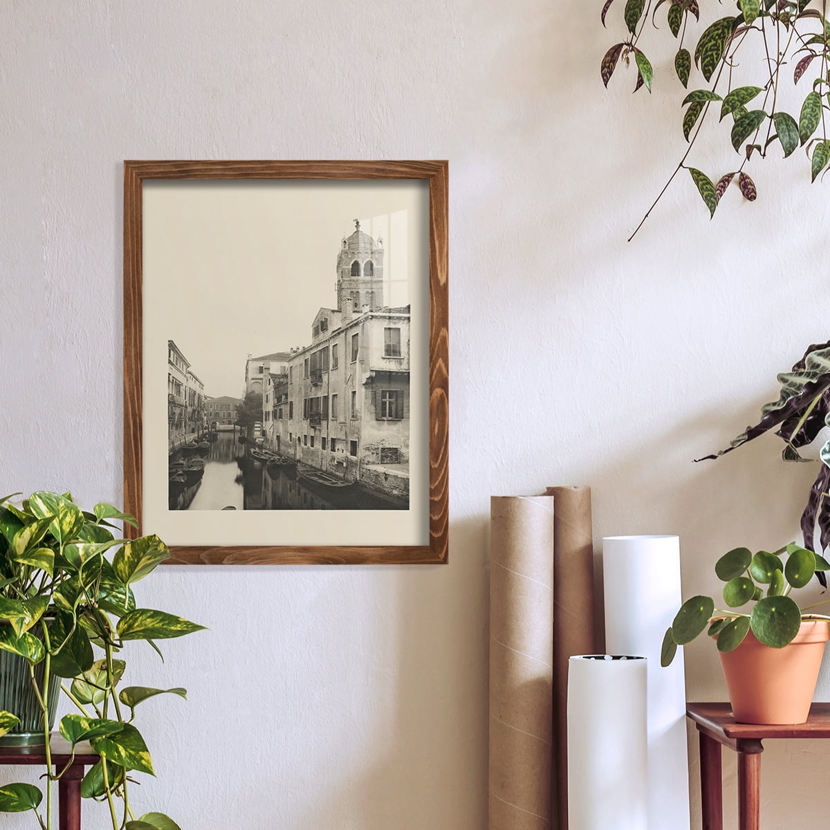 Vintage Views of Venice VII - Framed Print w/glass - Walnut