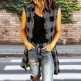 thumbnail image 6 of TGSLY Women's Plaid Long Vest Jacket Lightweight Collared Button Down Open Layering Gilet Dressy Casual Sleeveless Cardigan Coat S, 6 of 7