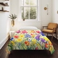 thumbnail image 4 of Yellow Plaid Tulip Large Tapestry for Bedroom Wall Hanging Tapestry,Spring Floral Watercolor Botanical Ceiling Backdrop Tapestries Poster Blanket Wall Decor for Teens Room Living Room Dorm 86" x 104", 4 of 8