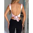 thumbnail image 2 of FEORJGP Women Sexy Summer Cropped Tops Solid Color Camisoles V-Neck Sleeveless Vests Tie-Up Backless Tank Tops Slim Blouses Ladies Fashion Streetwear for Bar Club Beach, 2 of 3