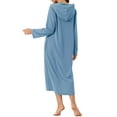 thumbnail image 3 of INSPIRE CHIC Women's Zip Up Nightgowns Long House Robe Long Sleeve Hooded Sweatshirt Loungewear with Pockets 2XL Gray Blue, 3 of 6